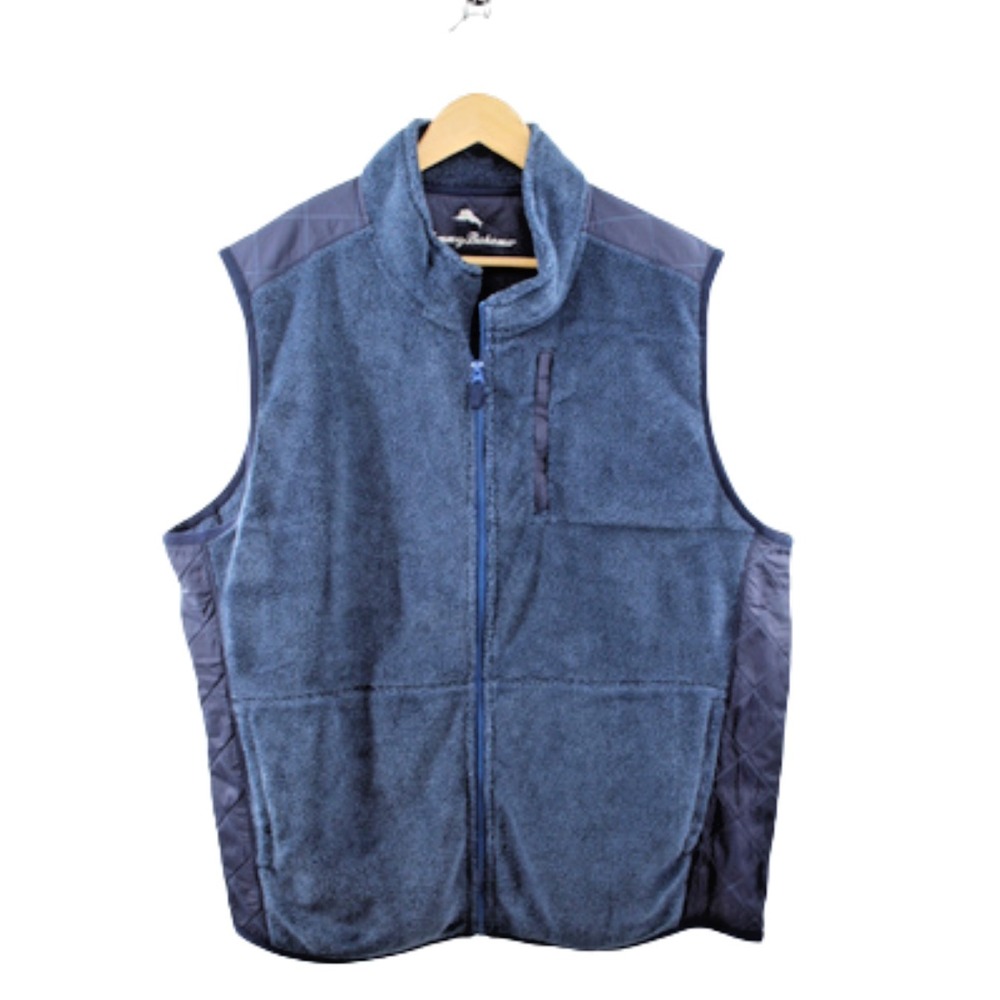 Tommy Bahama Fleece Vest Men XXL Full Zip Quilted Blue North Cascade NWT